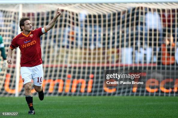 As Roma Totti Francesco Totti of AS Roma celebrates scoring his teams opening goal ...