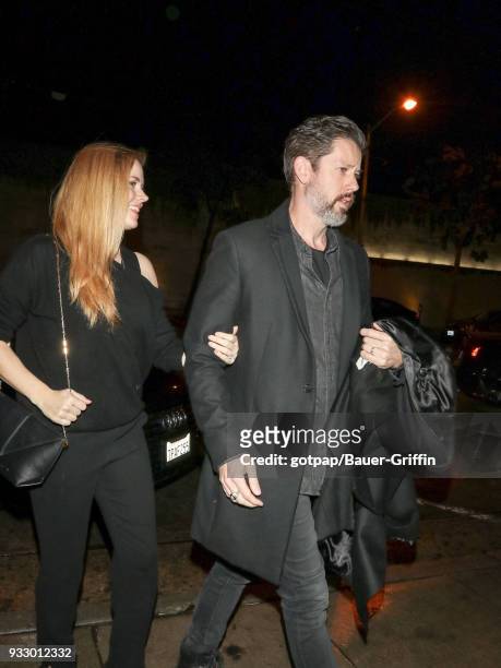 Amy Adams and Darren Le Gallo are seen on March 16, 2018 in Los Angeles, California.