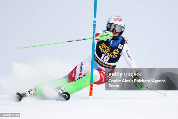 Denise Feierabend of Switzerland competes during the Audi FIS Alpine Ski World Cup Finals Women's Slalom on March 17, 2018 in Are, Sweden.