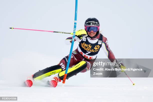 Frida Hansdotter of Sweden competes during the Audi FIS Alpine Ski World Cup Finals Women's Slalom on March 17, 2018 in Are, Sweden.