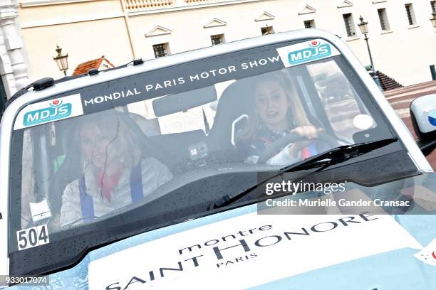 Team 504 Kiera Chaplin and Jazmin Grace Grimaldi attend the 28th "Rallye Aicha Des Gazelles Du Maroc"on March 17, 2018 in Monaco, Monaco.