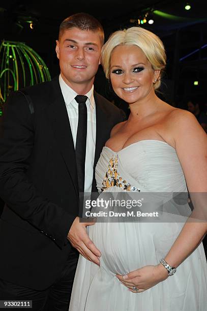 Jennifer Ellison and her partner Rob Tickle arrive at the fourth annual Emeralds And Ivy Ball in aid of Cancer Research UK at Battersea Evolution on...