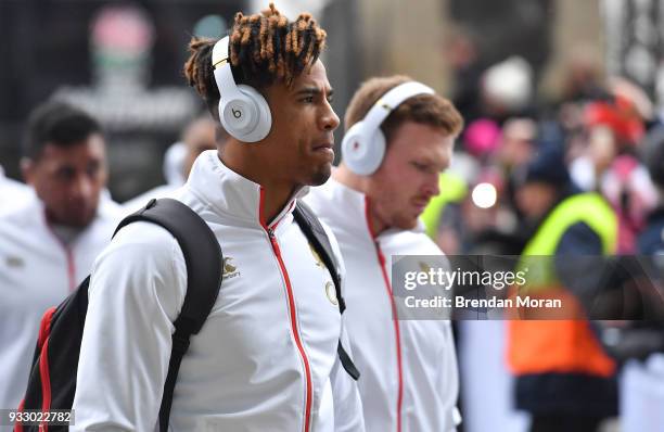 London , United Kingdom - 17 March 2018; Anthony Watson of England arrives prior to the NatWest Six Nations Rugby Championship match between England...