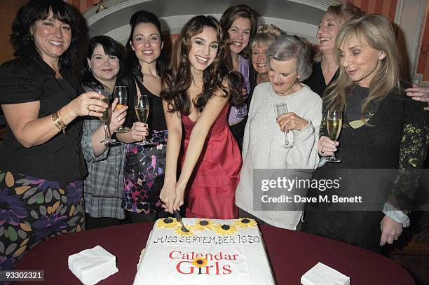 Arabella Weir, Debbie Chazen, Katherine Rooney, Kelly Brook, Janie Dee, Jan Leeming, Rosalind Knight , Yvonne Riley and Helen Lederer celebrates...