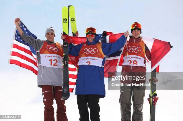 Alex Beaulieu-Marchand of Canada is seen after winning Silver during the Freestyle Skiing Men's slopestyle Aerial Final on day nine of the...