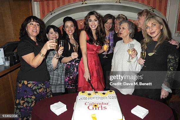 Arabella Weir, Debbie Chazen, Katherine Rooney, Kelly Brook, Janie Dee, Jan Leeming, Rosalind Knight , Yvonne Riley and Helen Lederer celebrates...