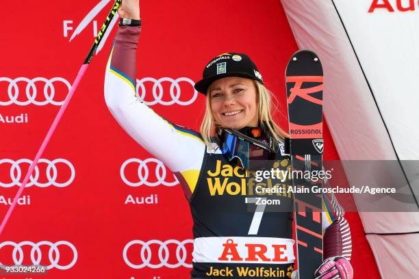 Frida Hansdotter of Sweden takes 3rd place during the Audi FIS Alpine Ski World Cup Finals Women's Slalom on March 17, 2018 in Are, Sweden.