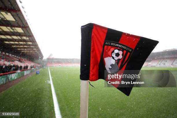 General view inside the stadium with a detailed view of the corner flag prior to the Premier League match between AFC Bournemouth and West Bromwich...