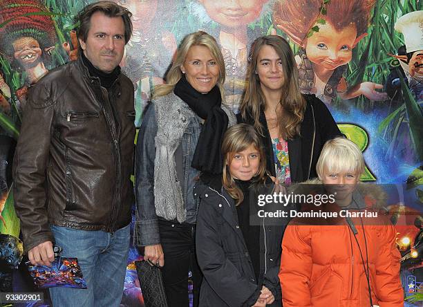 Actor Christophe Lambert, bullfighter Marie Sara, and their children Rebecca Lambert, Sara Luna Leconte and Lalo Lambert attend the Paris premiere of...