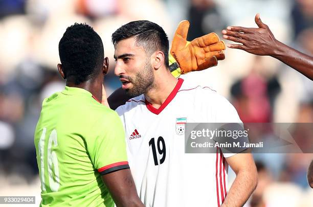 Kaveh Rezaei of Iran reacts during the International Friendly bwtween Iran and Sierra Leone at Azadi Stadium on March 17, 2018 in Tehran, Iran.