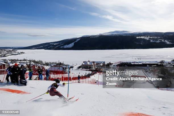 Frida Hansdotter of Sweden competes during the Audi FIS Alpine Ski World Cup Finals Women's Slalom on March 17, 2018 in Are, Sweden.