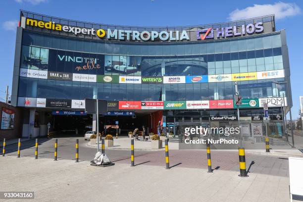 Galeria Metropolia shopping center in Gdansk Wrzeszcz is seen in Gdansk, Poland on 17 March 2018 Galeria Metropolia with their own railway platform...