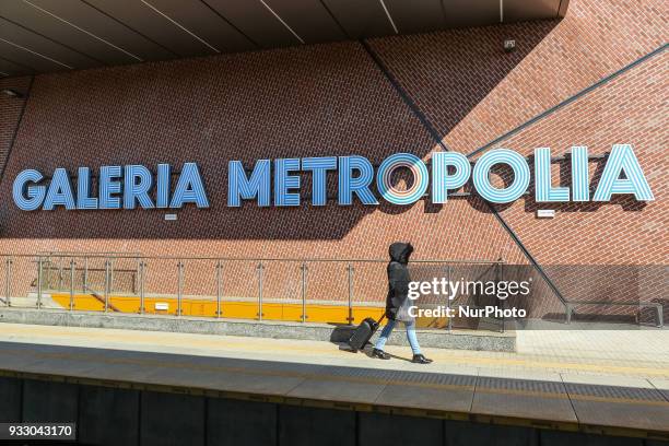 Train platform belonging to Galeria Metropolia shopping center in Gdansk Wrzeszcz is seen in Gdansk, Poland on 17 March 2018 Galeria Metropolia with...