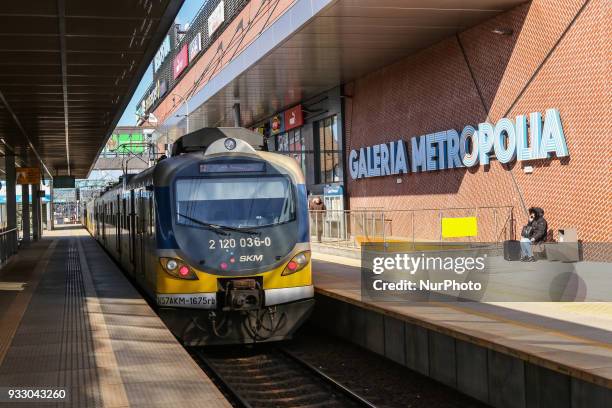Train platform belonging to Galeria Metropolia shopping center in Gdansk Wrzeszcz is seen in Gdansk, Poland on 17 March 2018 Galeria Metropolia with...