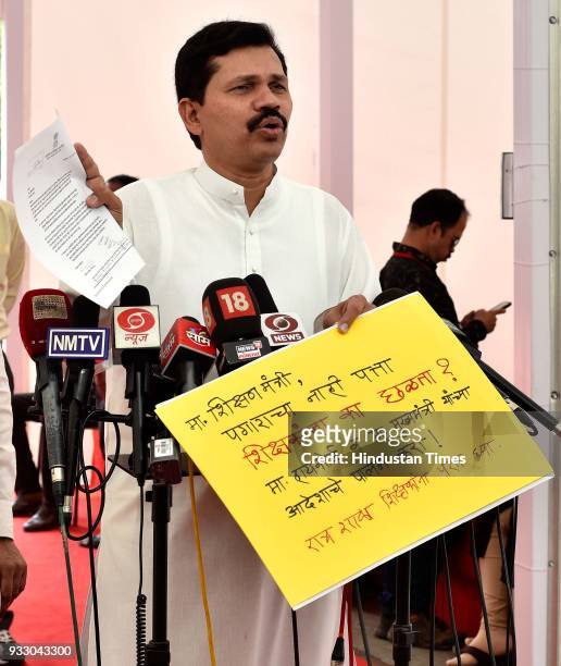 Kapil Patil protest for School Teachers Salary during the budget session at Vidhan Bhavan, on March 16, 2018in Mumbai, India.