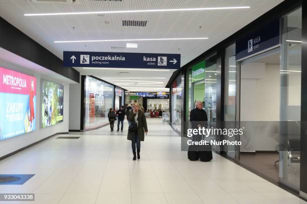 Ticket office belonging to Galeria Metropolia shopping center in Gdansk Wrzeszcz is seen in Gdansk, Poland on 17 March 2018 Galeria Metropolia with...