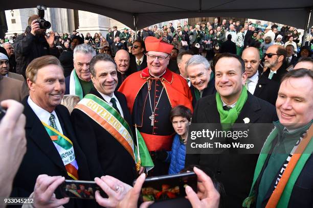 New York Governor Andrew Cuomo, Cardinal Timothy Dolan and Prime Minister of Ireland Leo Varadkar attend the 2018 New York City St. Patrick's Day...