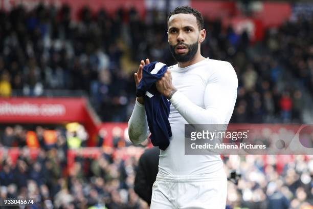 Kyle Bartley of Swansea after the final whistle of the Fly Emirates FA Cup Quarter Final match between Swansea City and Tottenham Hotspur at the...