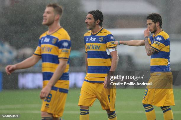 Alessandro Lucarelli of Parma Calcio 1913 looks on during the serie B match between Virtus Entella and Parma Calcio at Stadio Comunale on March 17,...