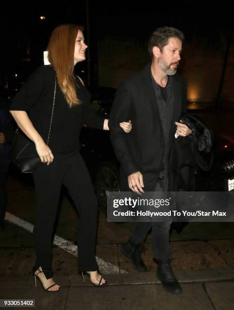 Amy Adams and Darren Le Gallo are seen on March 16, 2018 in Los Angeles, California.