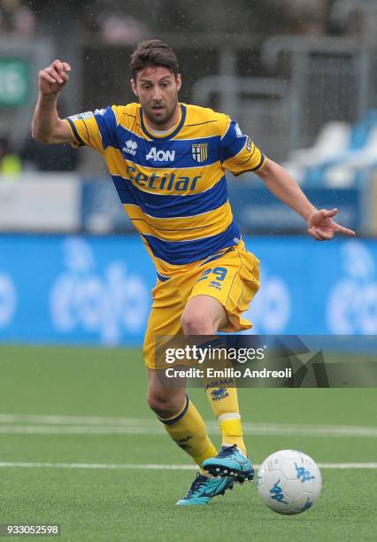 Manuel Scavone of Parma Calcio 1913 in action during the serie B match between Virtus Entella and Parma Calcio at Stadio Comunale on March 17, 2018...