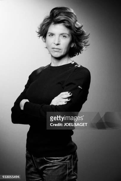 French journalist Anne Nivat poses during a photo session in Paris , on March 16, 2018. .PHOTO / JOEL SAGET