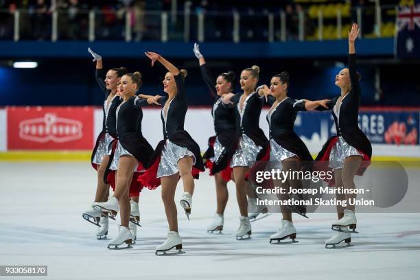 Team Icicles Juniors of Great Britain compete in the Free Skating during the World Junior Synchronized Skating Championships at Dom Sportova on March...