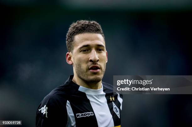 Fabian Johnson of Borussia Moenchengladbach looks on during the Bundesliga match between Borussia Moenchengladbach and TSG 1899 Hoffenheim at...