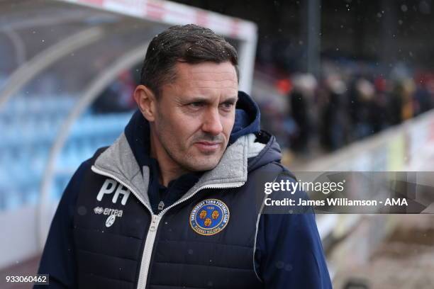 Shrewsbury Town manager Paul Hurst during the Sky Bet League One match between Scunthorpe United and Shrewsbury Town at Glanford Park on March 17,...