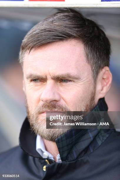 Scunthorpe United manager Graham Alexander during the Sky Bet League One match between Scunthorpe United and Shrewsbury Town at Glanford Park on...