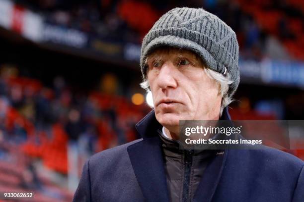 Coach Gertjan Verbeek of FC Twente during the Dutch Eredivisie match between Fc Twente v Willem II at the De Grolsch Veste on March 17, 2018 in...