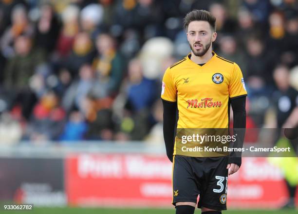 Newport County's Josh Sheehan during the Sky Bet League Two match betweenNewport County and Luton Town at Rodney Parade on March 16, 2018 in Newport,...