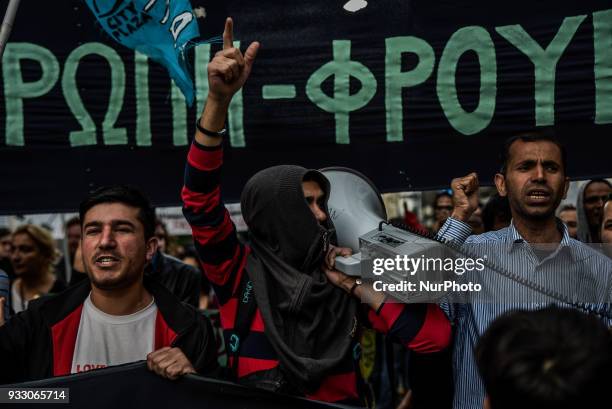 Years after the EU-Turkey deal, people take to the streets in Athens, Greece 17 March 2018, to protest against racism and the EU policy on migration