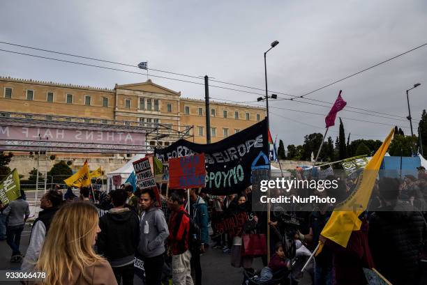 Years after the EU-Turkey deal, people take to the streets in Athens, Greece 17 March 2018, to protest against racism and the EU policy on migration