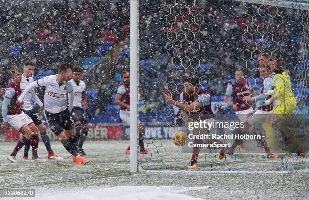 Bolton Wanderers Adam Le Fondre scores his side's first goal during the Sky Bet Championship match between Bolton Wanderers and Aston Villa at Macron...