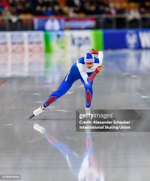 Olga Fatkulina of Russia competes in the Ladies 1000m Final during the ISU World Cup Speed Skating Final at Speed Skating Arena on March 17, 2018 in...