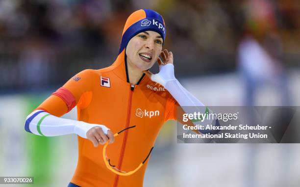 Marrit Leenstra of the Netherlands competes in the Ladies 1000m Final during the ISU World Cup Speed Skating Final at Speed Skating Arena on March...