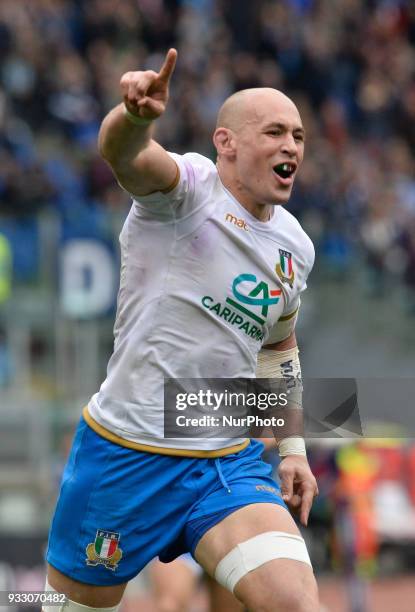 Sergio Parisse during the RBS Six Nations match between Italy and Scotland at the Stadio Olimpico on march 18, 2018 in Rome, Italy