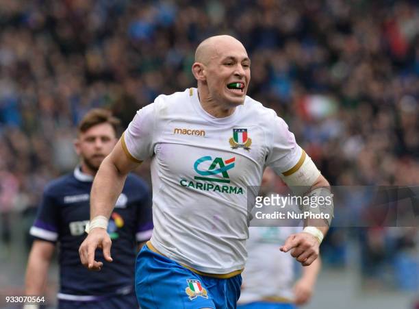 Sergio Parisse during the RBS Six Nations match between Italy and Scotland at the Stadio Olimpico on march 18, 2018 in Rome, Italy