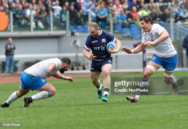 Nick Grigg and Alessandro Zanni during the RBS Six Nations match between Italy and Scotland at the Stadio Olimpico on march 18, 2018 in Rome, Italy