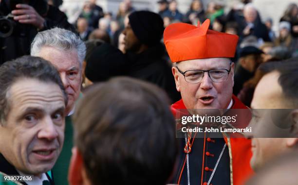 New York Governor Andrew Cuomo, Congressman Peter King Cardinal Timothy Dolan and Irish Prime Minister Leo Varadkar attend the 2018 New York City St....