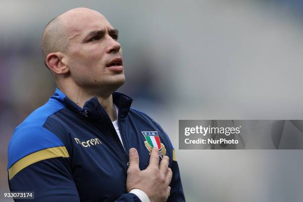 Sergio Parisse of Italy during the Six Nations 2018 match between Italy and Scotland at Olympic Stadium on March 17, 2018 in Rome, Italy.