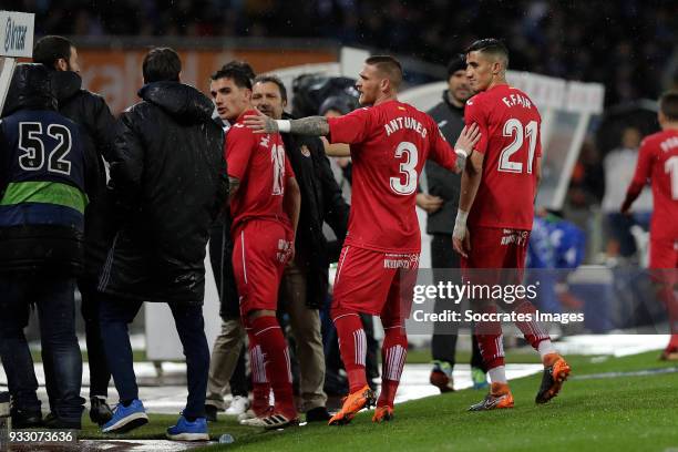 Mauro Arambarri of Getafe, Vitorino Antunes of Getafe, Faycal Fajr of Getafe during the La Liga Santander match between Real Sociedad v Getafe at the...