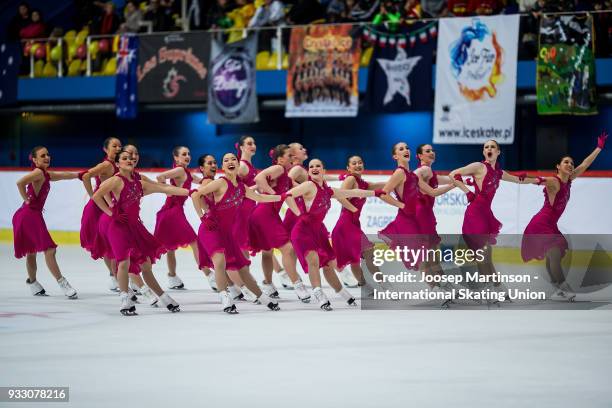 Team Lexettes Junior of the United States compete in the Free Skating during the World Junior Synchronized Skating Championships at Dom Sportova on...
