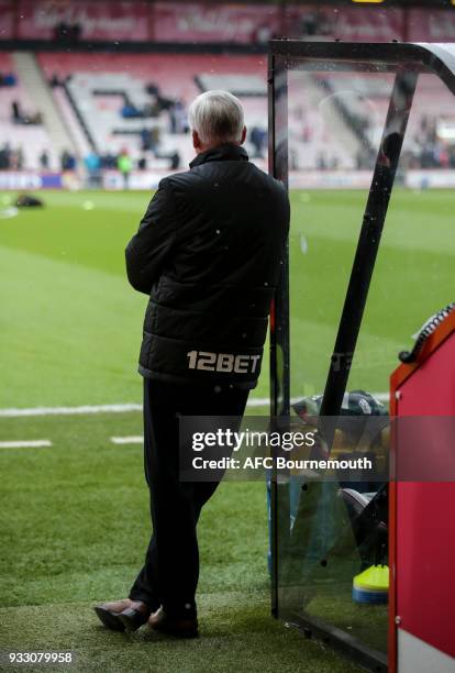 West Brom manager Alan Pardew before the Premier League match between AFC Bournemouth and West Bromwich Albion at Vitality Stadium on March 17, 2018...