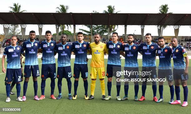 Moroccan Wydad Athletic club's team players poses prior to the CAF Champions league football match between Williamsville Athletic Club and Wydad...