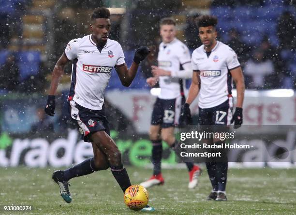 Bolton Wanderers' Sammy Ameobi during the Sky Bet Championship match between Bolton Wanderers and Aston Villa at Macron Stadium on March 17, 2018 in...