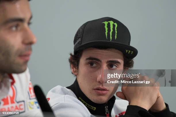 Niccolo Antonelli of Italy and Sic 58 Squadra Corse Honda looks on during the press conference during the MotoGP of Qatar - Qualifying at Losail...