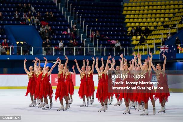 Compete in the Free Skating during the World Junior Synchronized Skating Championships at Dom Sportova on March 17, 2018 in Zagreb, Croatia.