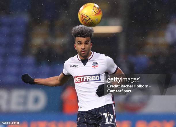 Bolton Wanderers' Derik Osede during the Sky Bet Championship match between Bolton Wanderers and Aston Villa at Macron Stadium on March 17, 2018 in...